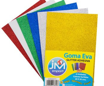 Goma eva Glitter adhesiva 20x30 6un